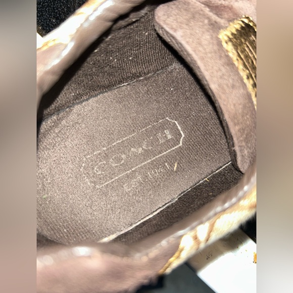 Coach Kyrie Signature Jacquard Sneakers - Khaki/Gold - Women’s Size 7 Authentic - Picture 5 of 6